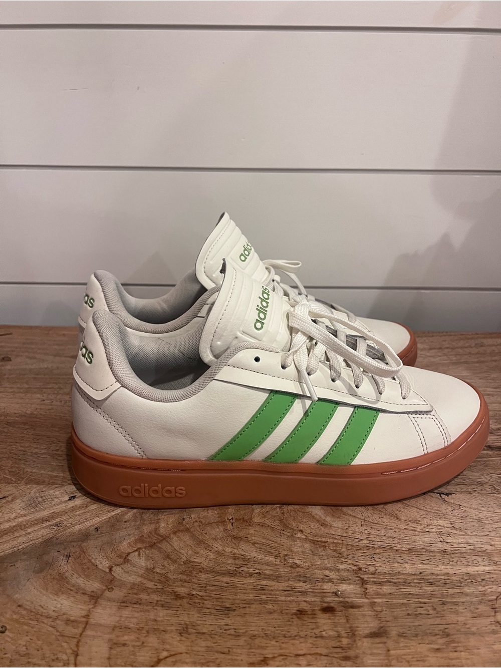 adidas Grand Court Alpha Low Top Lace-Up Leather Sneaker Off White/Green IG0661